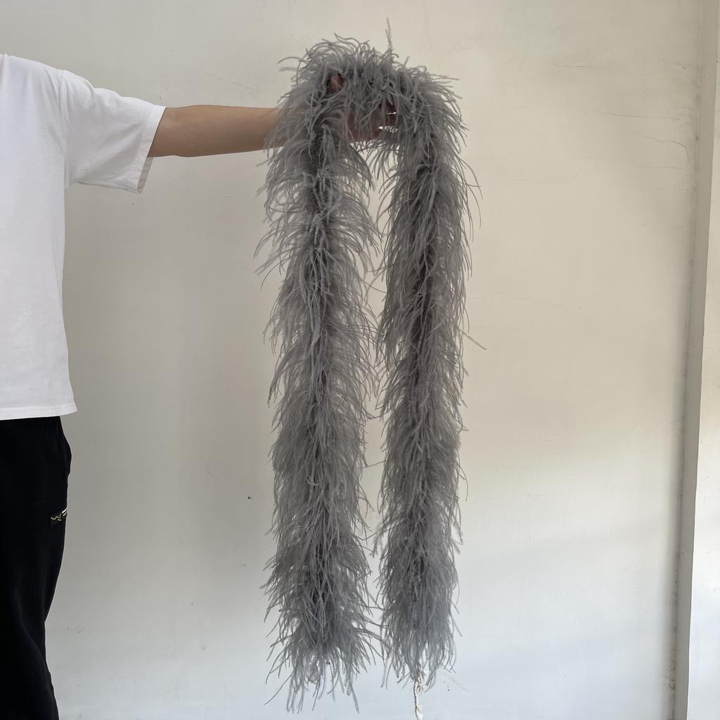 2M Red Ostrich Feathers Boa 1-10Ply Thick Natural Feather Shawl for Wedding Clothing Decoration Sewing Plumes Crafts Accessory