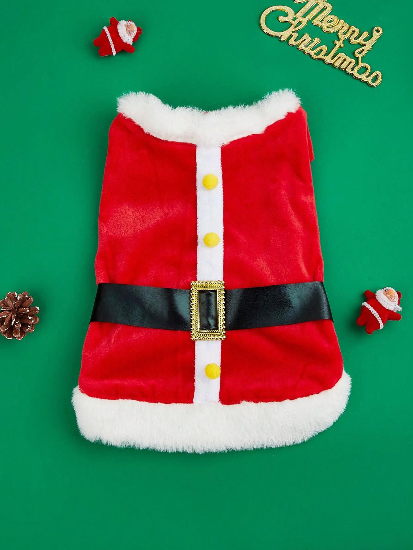 

Pet Santa Claus Cosplay Clothes Dog Plush Hoodies Sweatshirts for Dog Cat Soft and Warm Shirts Christmas Dog Csotume Outfit Pet XS（old） красный