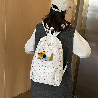 Backpack Casual Canvas Book Backpack Green Adjustable Strap Large Capacity Street Travel Bag Student School Bags Portable