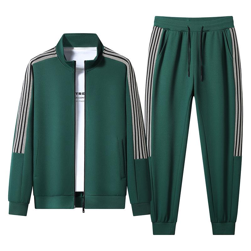 

Sports Suit Men s Three Bar Suit Men s Stand Up Collar Plus Size Suit Fashionable XXXXXL зелений