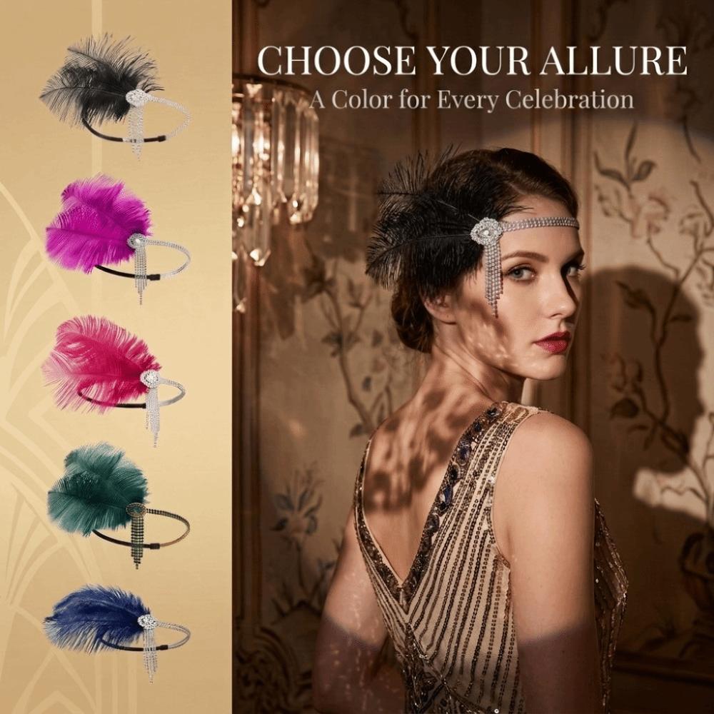 Vintage 1920s Headband Retro Flapper Headband Accessories Feather Headband Ceremony