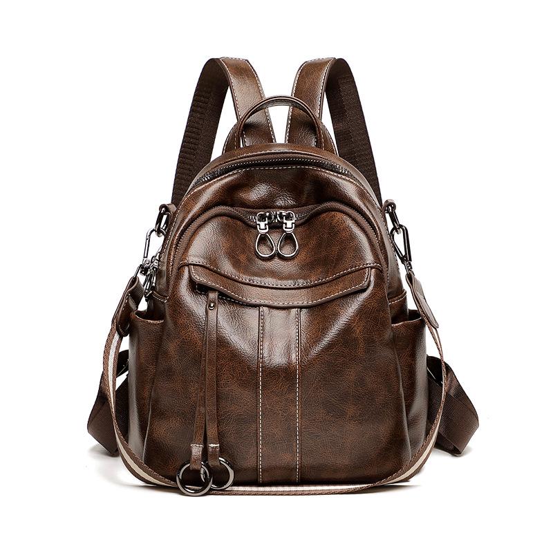 Women's Vintage Oil Wax Leather Anti-Theft Backpack - Multi-Purpose, Casual Travel & Commute Bag (Spring 2025)
