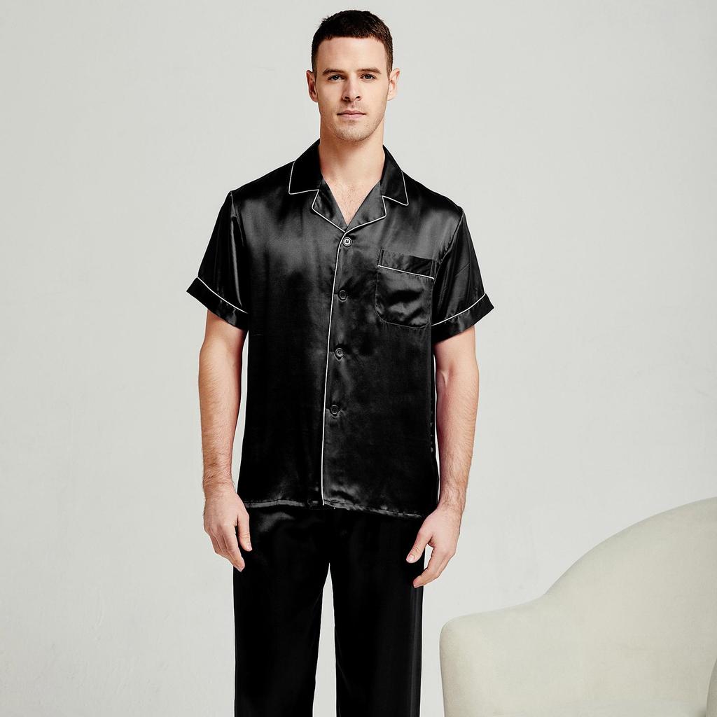 Men's Long Sleeve Silk Pajama Set - Summer Mulberry Silk Homewear 1188