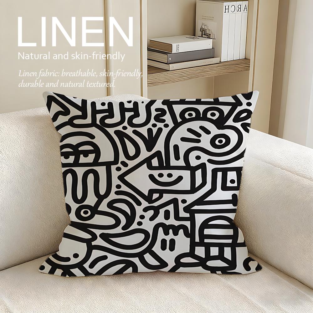 Artist Mr Doodle Cushion Cover Pillowcase Set Pcs X X Breathable Washable Sofa Cushion Cover