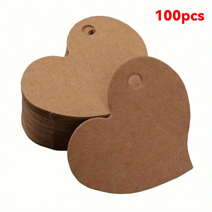 100/50Pcs Kraft Paper Heart Tags with Hole Valentine's Day Wedding Anniversary Gift Embellishment Party Room Decoration