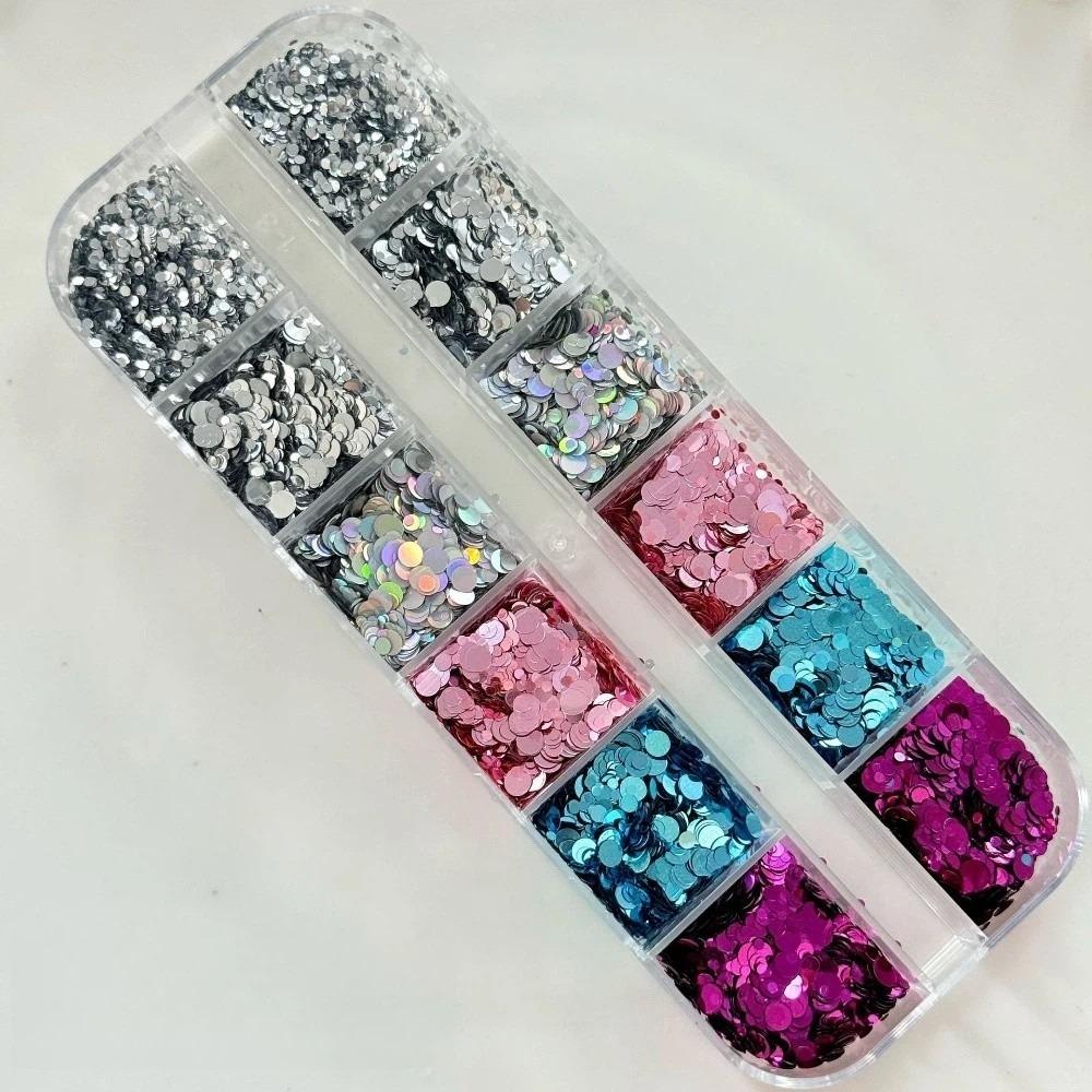 12-Grid Polka Dot Glitter Nail Art Decorations Colorful DIY Sequins Nail Decorations Minimalist Nail Art Decorations Nail Salon