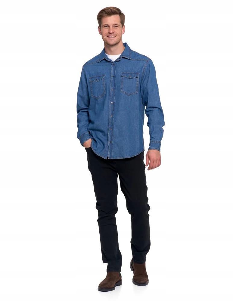 Men's Cotton Denim Shirt Elegant Modern Classic MORAJ XL BLUE