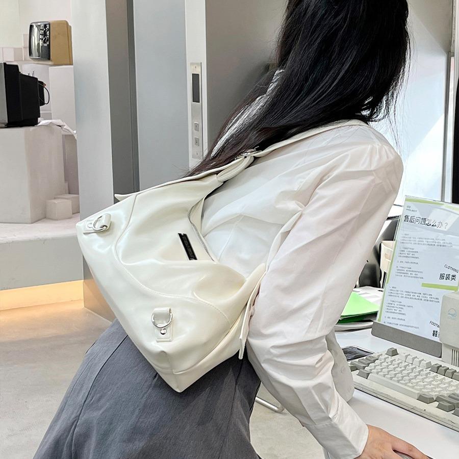 Women's Shoulder Bags  Fashion Female Commuter Soft PU Leather Handbag Casual White Large Capacity Crossbody Bags for Ladies