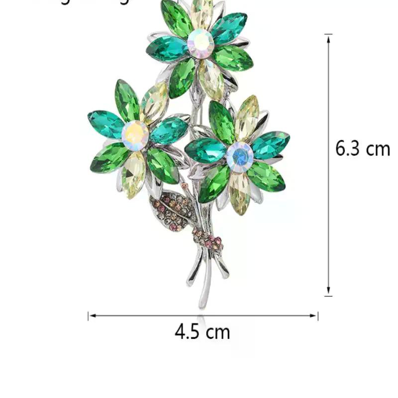 New Fashion Minimalist Rhinestone Crystal Flower Brooch For Women Clothing Jewelry Accessries