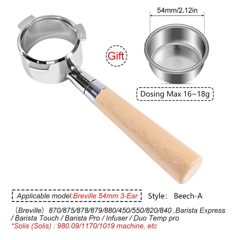 

54mm 3 Ear Coffee Bottomless Portafilter For Breville Sage 870 878 880 Replacement Filter Basket Barista Tool Espresso Accessory