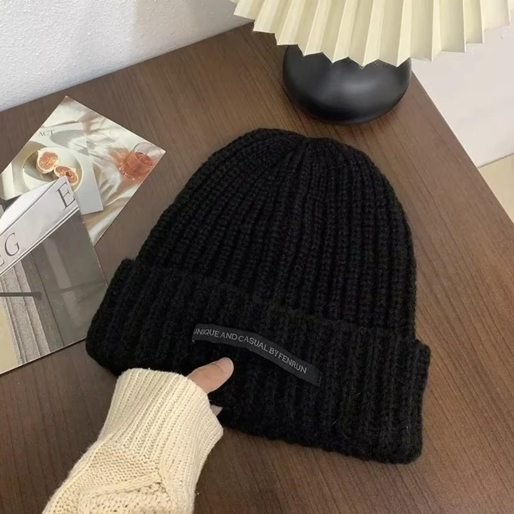 Comfortable Letters Embroider Knitted Hat Warm Soft Hip Hop Caps Solid Color Ski Hats Autumn Winter