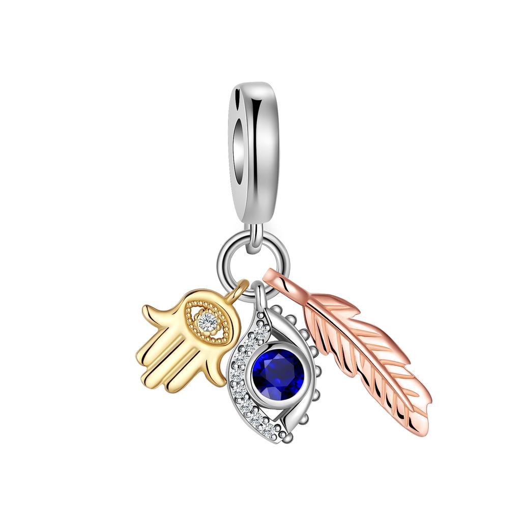 Original Copper Colorful Charms Snowflake Heart Lock Key Earrings Beads For Necklace Diy Bracelet Present Jewellery