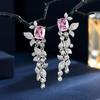 Micro-Inlaid Zircon Trend Su Flower Earrings Fashion Sweet Temperament Earrings Long Earrings Women