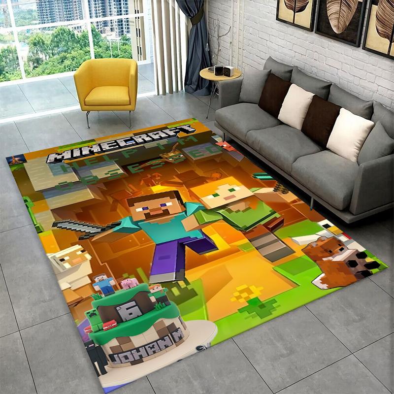 Classic S-Sandbox Cartoon Pixel Bulding Game Carpet Rug for Playroom Bedroom Living Room Sofa Home Decor,kid Area Rug Non-slip