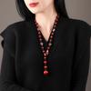 GEMCHIC Women's Vintage Chinese Style Cloisonné Phoenix Necklace Long Red Agate Beads Sweater Chain Ethnic Jewelry Gift