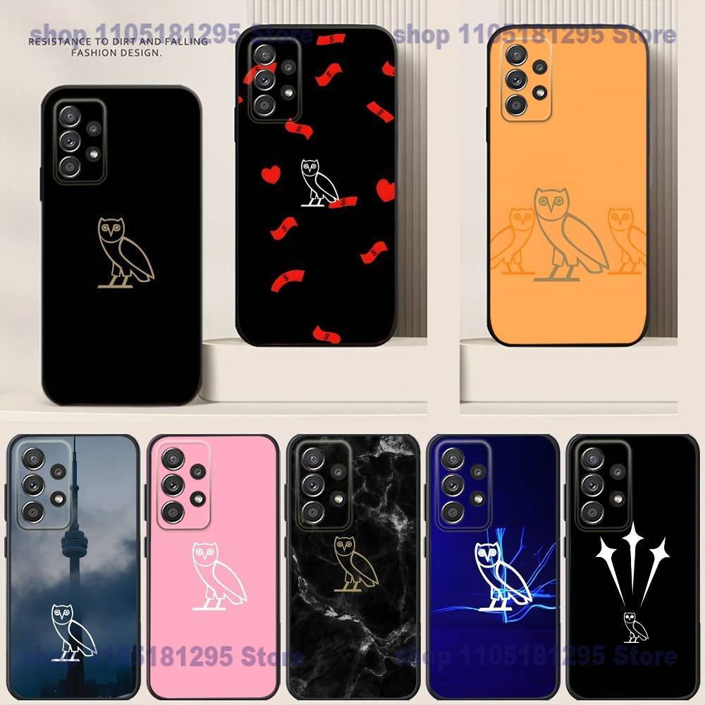 D-Drake O-OvO OWL Phone Case For Samsung S24,21,22,23,30,Ultra,20,Plus,Note,10,9,Black soft silicone case