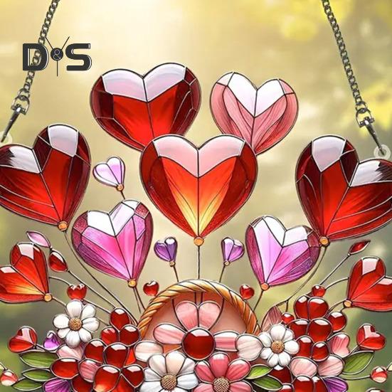 Potted Plants Sun Catcher Acrylic Window Hanging Ornament Floral Pattern Suncatcher for Home Wall Sunlit Spaces Decoration