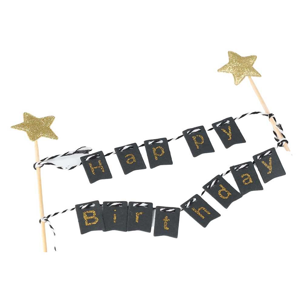 DIY Baby Shower Banner Gold Stars Happy Birthday Party Supplies Cake Topper Cake Flags Baking Decoration