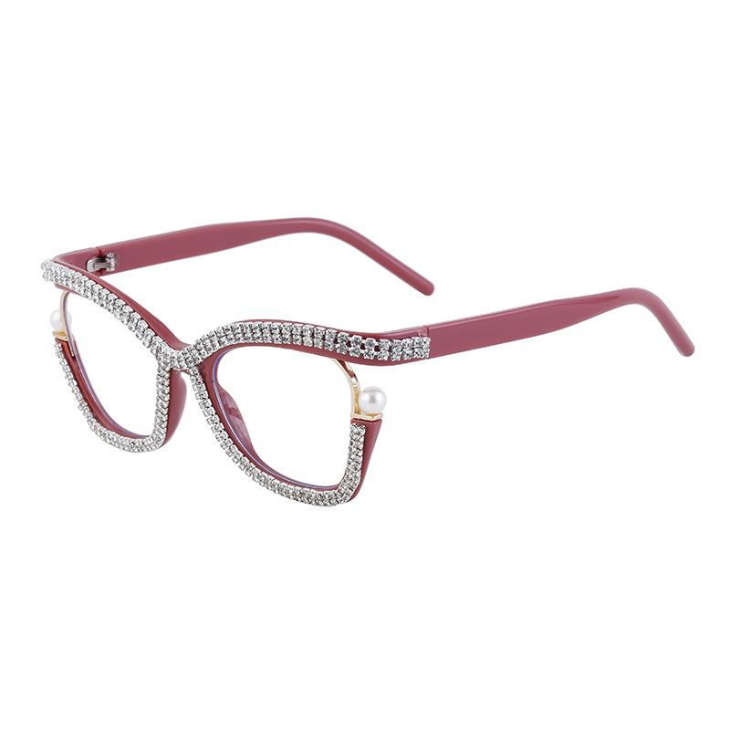 Personalized Diamond-Set Flat Glasses Frame For Women, Cat Eye Can Be Matched With Myopia Glasses Frame For Women