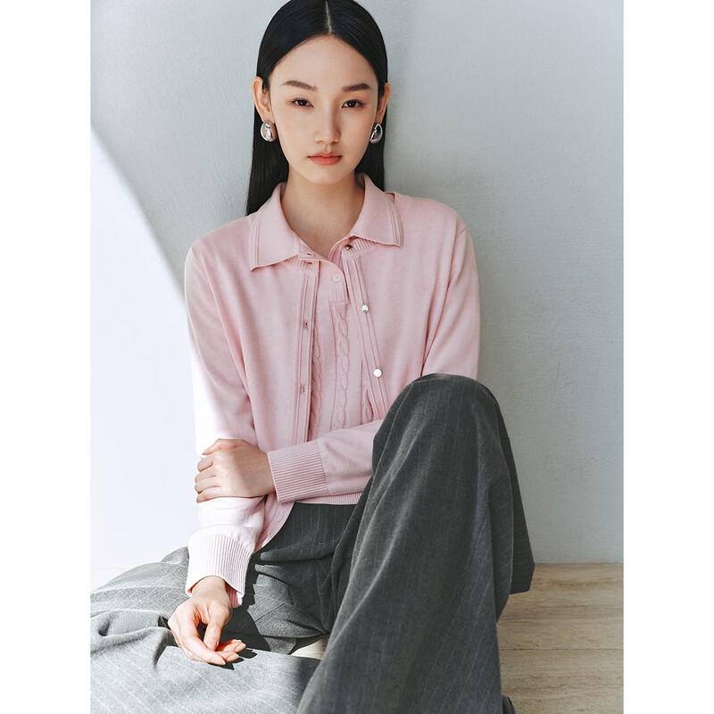 Peacebird Women's Miu Series Cable Knit Polo Cardigan