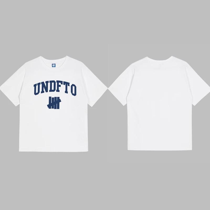 Trendy Brand Unbeaten Five Bar New Loose Short Sleeved Pure Cotton American High Street Round Neck Couple T-shirt Men's Ins