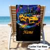 1PC Custom Name Beach Towel School Bus Adventure Beach Towel, Suitable for Camping, Travel, Beach Accessories, Super Absorbent, Family Gift