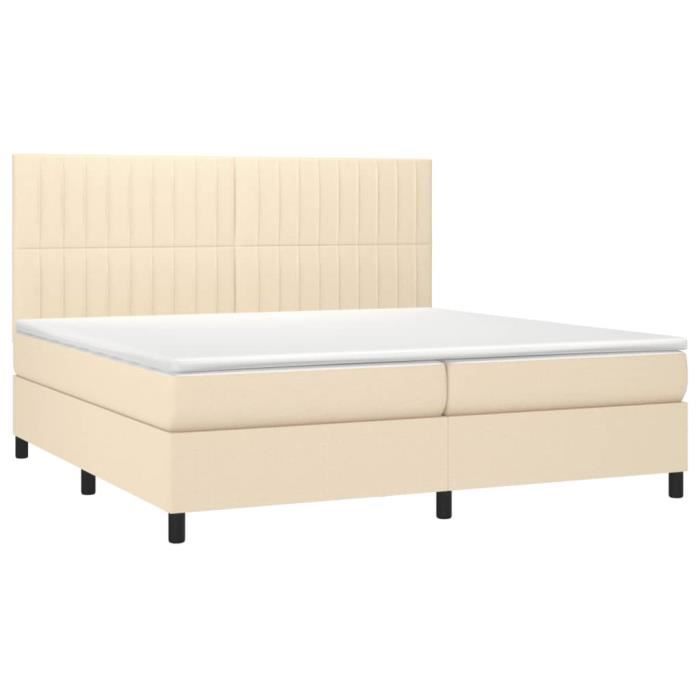 3141966 vidaXL Divan Bed with Mattress Cream 200x200 Cm Fabric