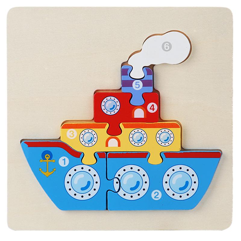 Wooden Traffic Animal Puzzle Blocks - Educational Early Learning Toy for Children and Babies