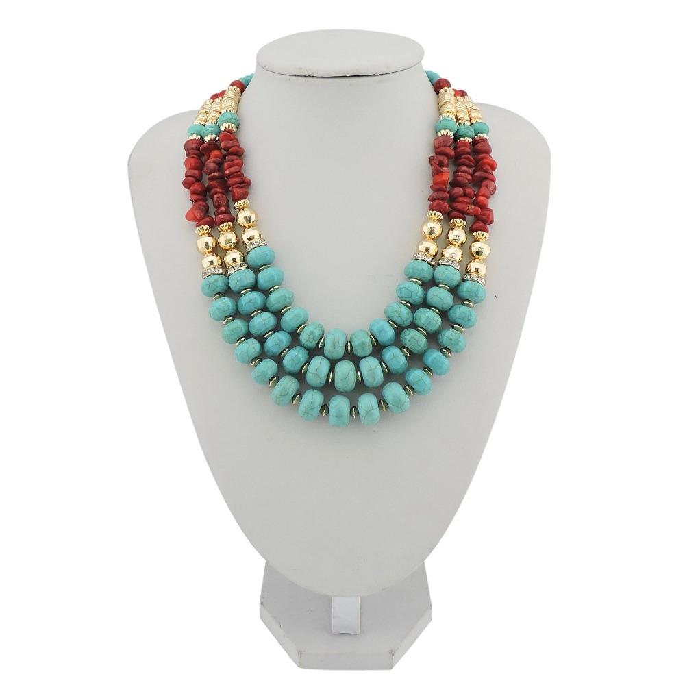 Multi-layer Beaded Necklace, Acrylic Turquoise European and American Style Necklace, High-end Accessories