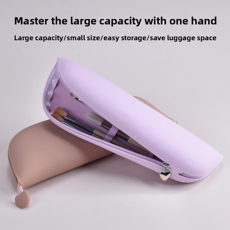 Silicone Makeup Brush Storage Bag with Zipper - Waterproof and Dust-proof for Storing Eyebrow Brush and Other Brushes When Traveling