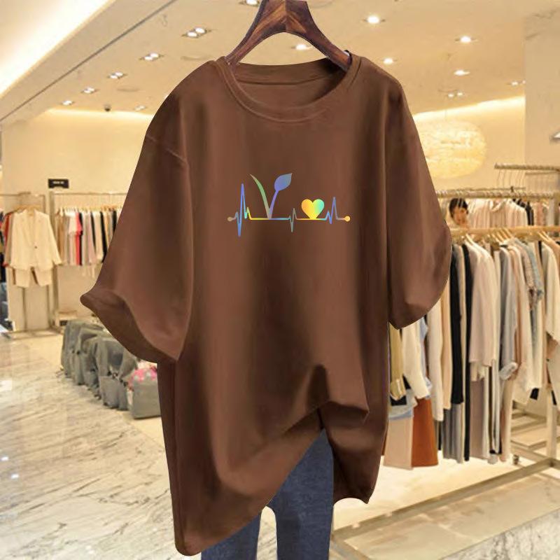 

pure cotton white short-sleeved t-shirt women s summer new loose inner top bottoming shirt XXXL