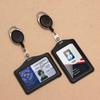 NEW Black Retractable Pull Badge Reel ABS Plastic Scalable Student Nurse Exhibition Genuine Leather Business Card Badge Holder ID Name Case Supplies