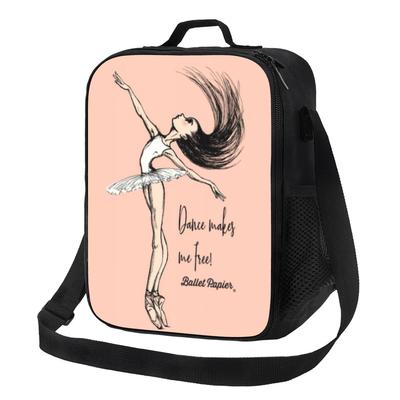 Custom Ballet Dance Makes Me Free Insulated Lunch Tote Bag for Ballerina Dancer Portable Thermal Cooler Food Bento Box School