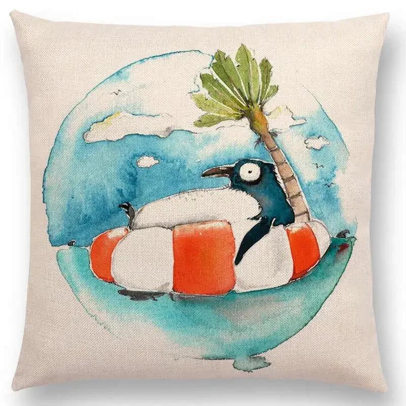 Lustige Cartoon Schurken Tiere Sofa Kissenbezug Eichhörnchen Hase Maus Flamingo Fuchs Hund Eule Vogel Tom und Jerry Kissenbezug