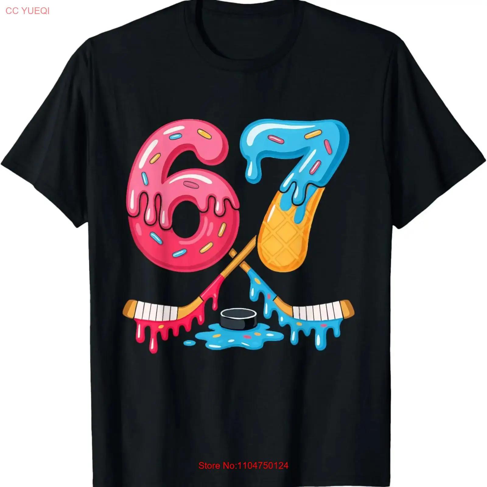 Hockey Six Seven Ice Cream Drip T Shirt for Dad Mom Daughter Coworker F vintage Washed fashion Unisex Casual Breathable S