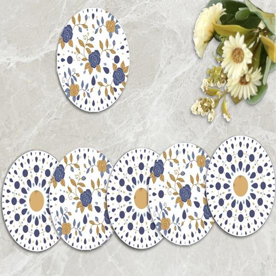 Coaster Set of 6 Beautiful Wooden Coasters with Stand, Designer Tea Coaster Set Fit for Gifting, Use for Tea Cups, Coffee Mugs and Glasses