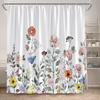 Floral Shower Curtains Garden Watercolour Flowers Plant Leaves Modern Minimalist Bath Curtain Polyester Fabric Bathroom Decor