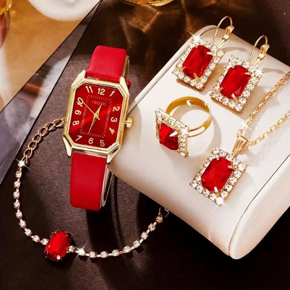 2024 TEUM Korean Style Leather Ladies Quartz Watch with Rhinestone Jewelry