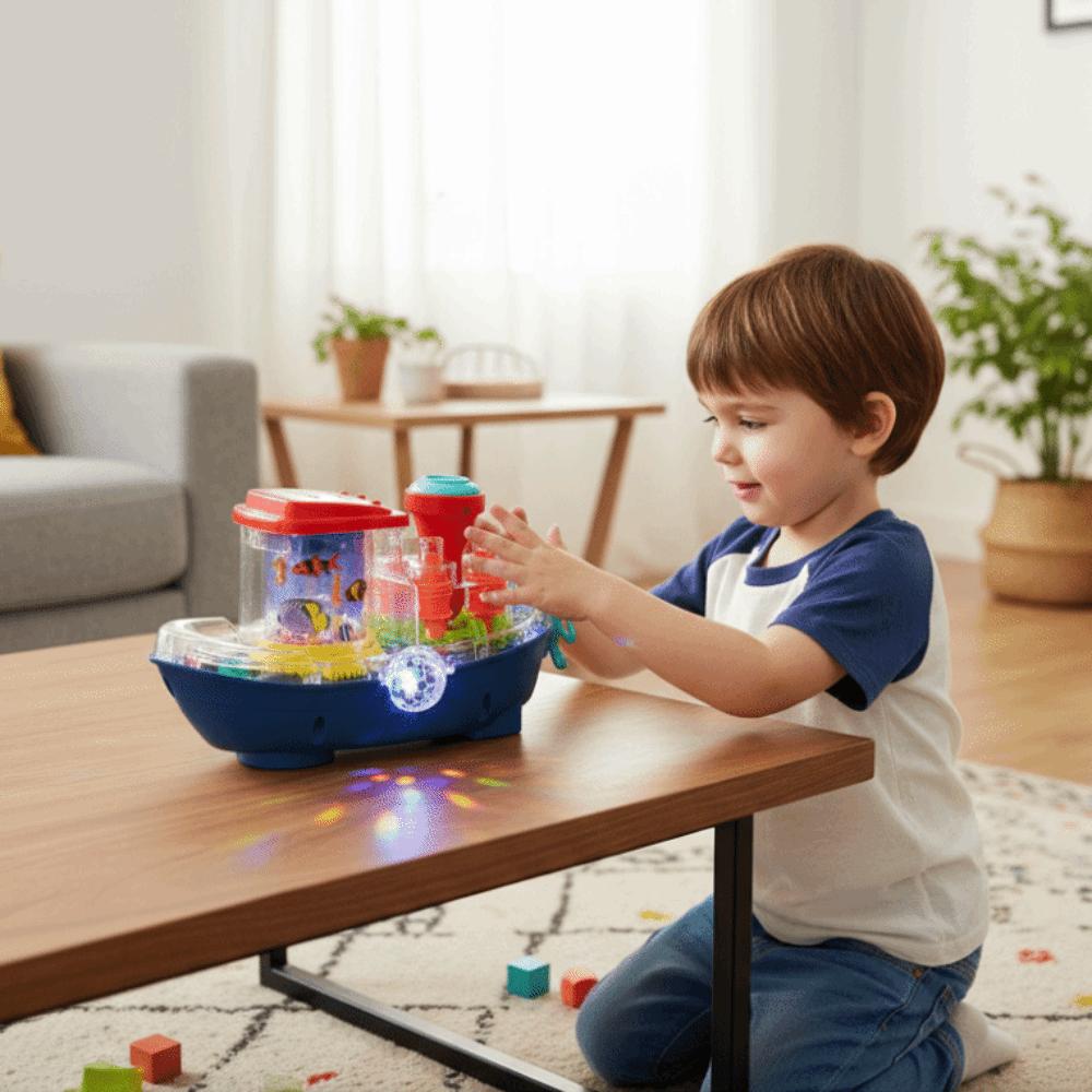 Sound Light Toy Electric Moving Boat Toy Plastic Musical Ship Toy  Kids Gift