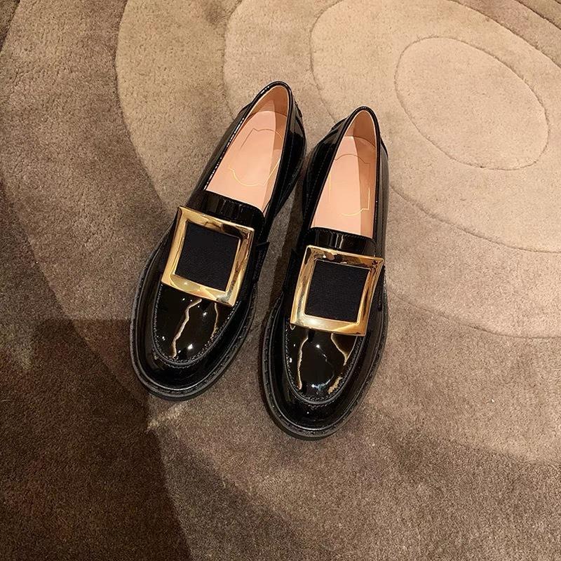 

Версия из коровьей кожи~ Женские туфли из натуральной кожи на толстой подошве, с квадратной пряжкой с бриллиантами, ленивые туфли-слипоны, женские одинарные туфли 40