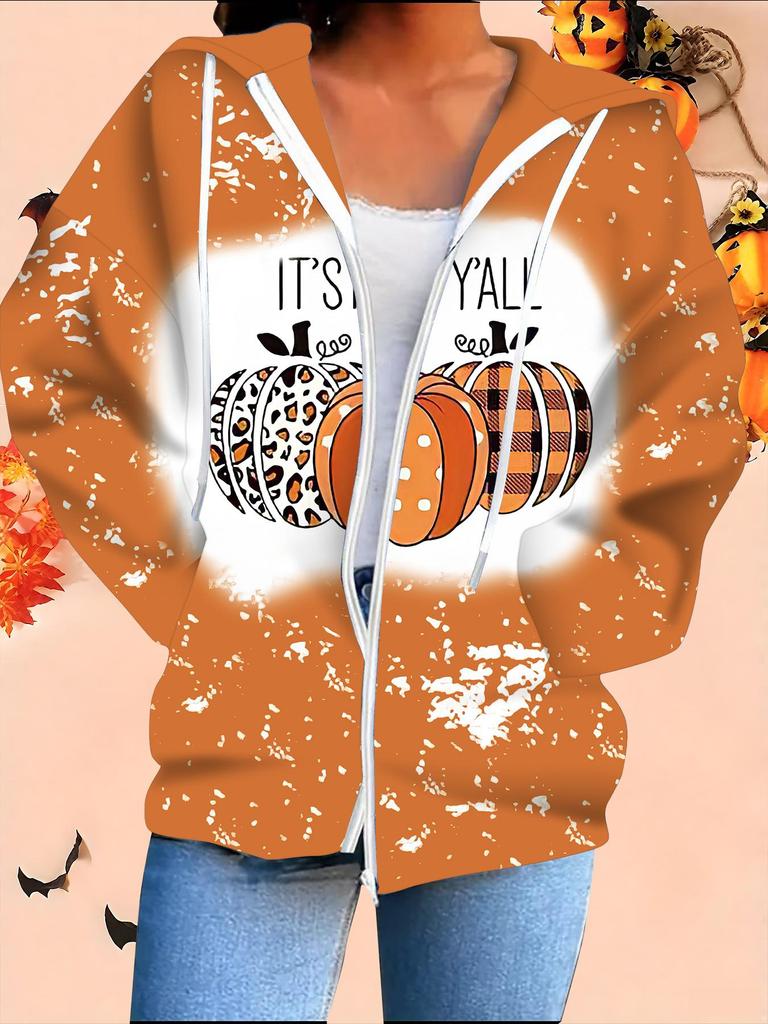 Halloweenowy kardigan z kapturem drukowany 3D plus size jesień zima retro