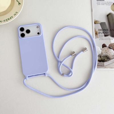 Luxury Strap Lanyard Phone Case for IPhone 17 Air 16 15 14 13 12 Pro Max Plus 16E Candy Color Soft Silicone TPU Cover Shell
