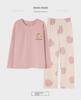 Women's Cartoon Long-Sleeve Pajamas with Chest Pads - Lightweight Home Loungewear for Autumn and Spring