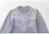 Floral Plus Size Women's Warm Loose Sweater - Round Neck Knitwear for Autumn/Winter