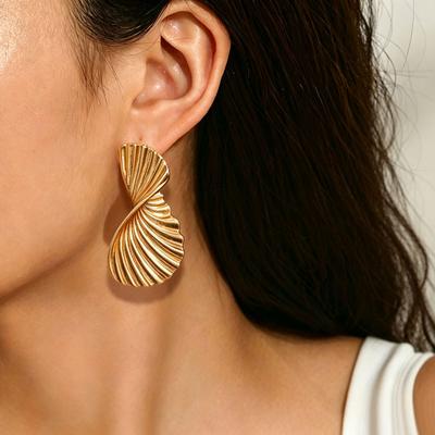 European and American Jewelry, Geometric Spiral Fan Earrings, Versatile Pleats, High-end Design Studs, Niche Earrings.