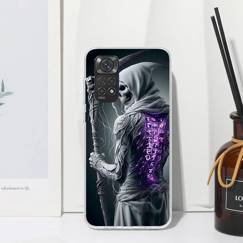 Death Grim Reaper Skull Scythe Phone Case For Xiaomi Redmi Note 15 13 14S 14 Pro Plus 12S 11S 10S 12 11E 10 11T Art Fundas Back