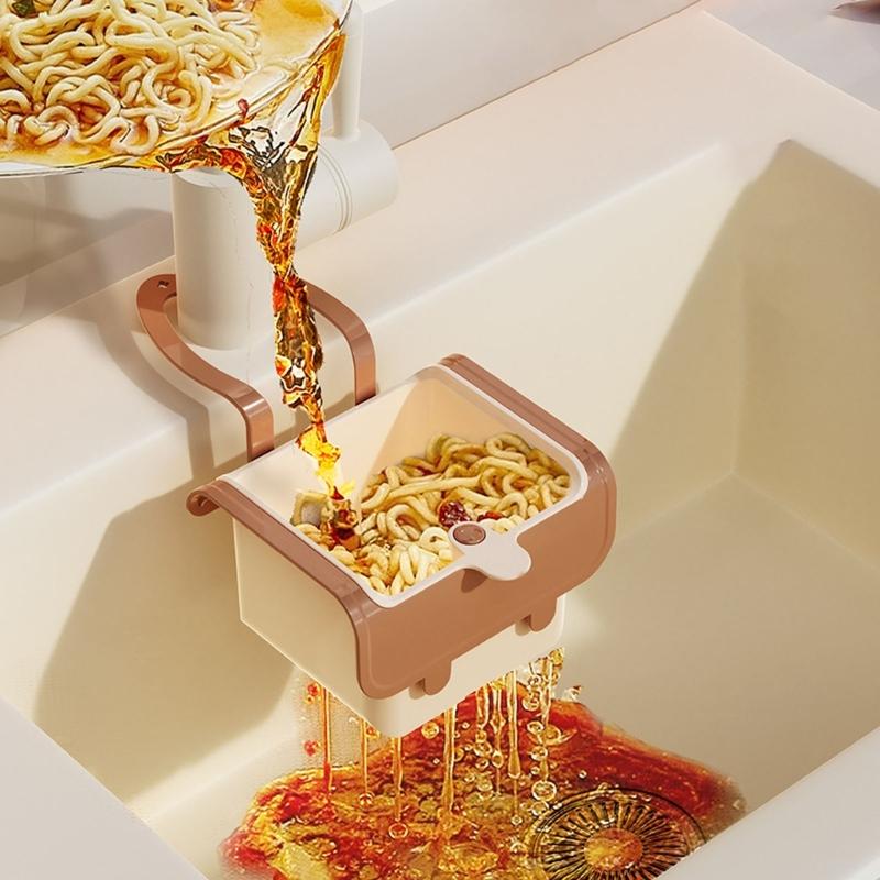 Hanging Faucet Mounted Sink Strainer Basket Auto Dump Technology for Hand Release Waste Disposal Ideal for Small Kitchens and Apartments