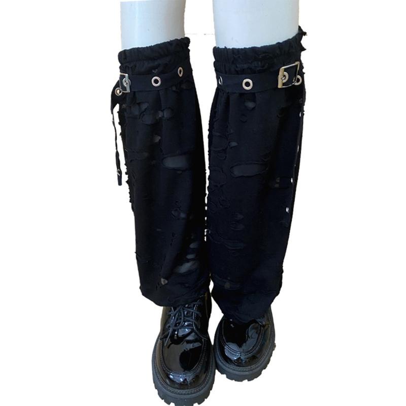Women's Leg Warmers Punk Summer Hollow Out Calf Tube Sleeve Sling Leg Cover Slouch Socks Knee High Calf Socks Gothic