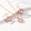 Hot Sale Valentine's Day Pink Necklace Peach Heart Necklace Earrings Women's Pendant Necklace Earrings Jewelry Set