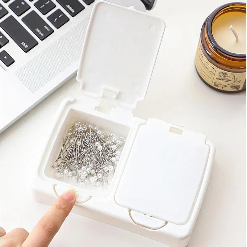 Desktop Mini Storage Box with Lid Pop-up Window Style Cotton Swab Makeup Cotton Plastic Dustproof Student Miscellaneous Sorting